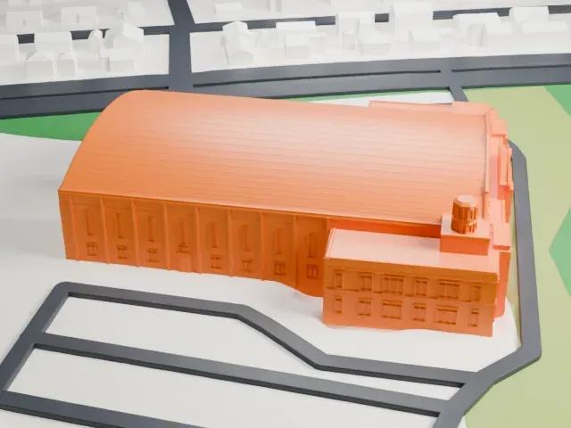 Teaneck Armory model, North view