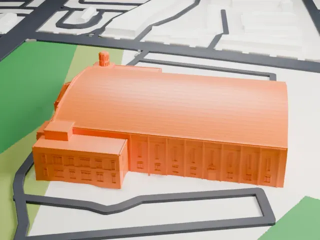 Teaneck Armory model, South view
