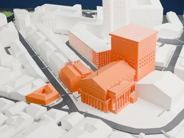Teatro Carlo Felice model, West view