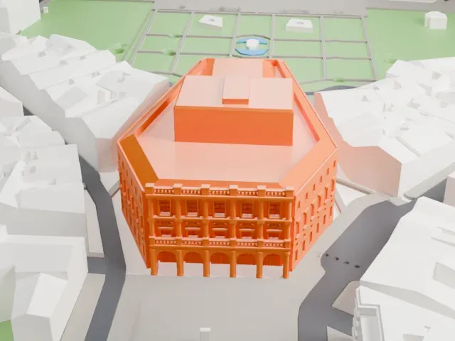 Teatro Real model, East view