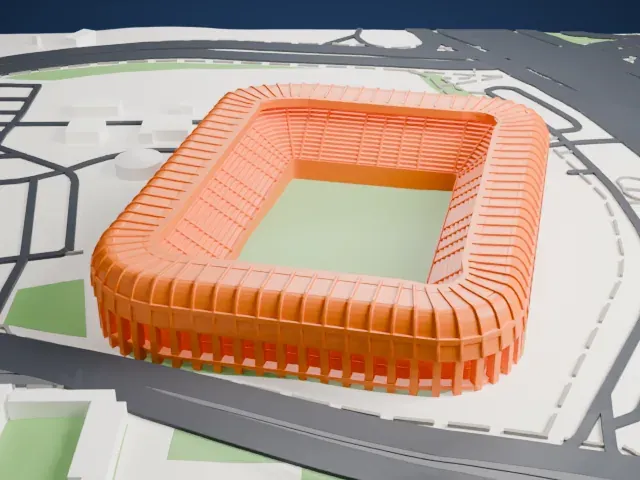 Teddy Stadium model, North view