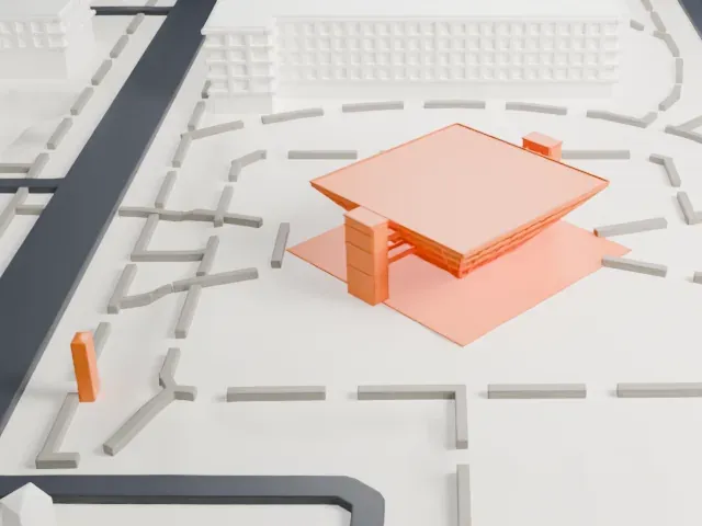 Tempe Municipal Building model, West view
