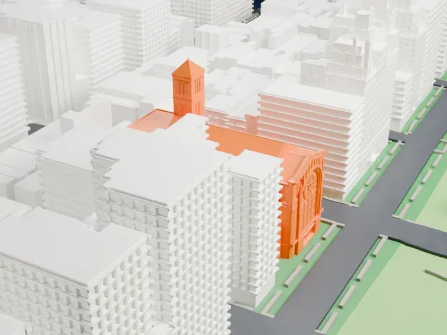 Temple Emanu-El of New York model, North view