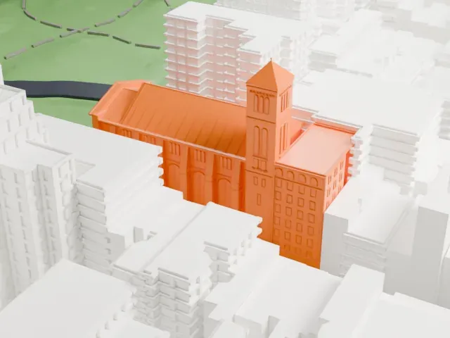 Temple Emanu-El of New York model, South view