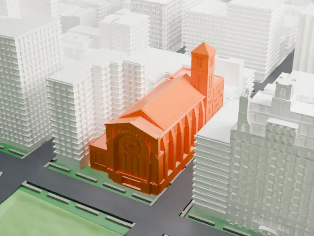 Temple Emanu-El of New York model, West view