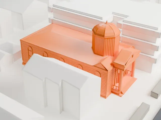 Temple Emanu-El, Staten Island model, East view