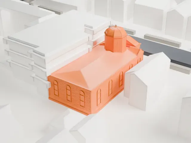 Temple Emanu-El, Staten Island model, South view