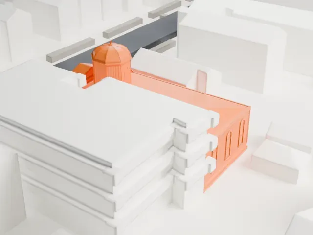 Temple Emanu-El, Staten Island model, West view