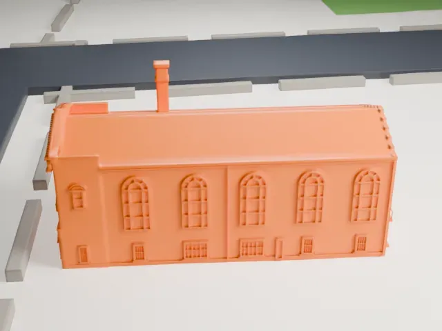 Temple of Israel Synagogue, Queens model, South view