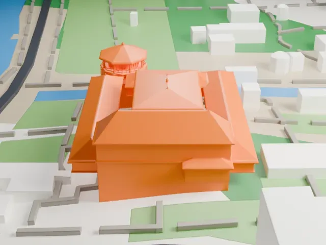 Temple of the Tooth model, East view