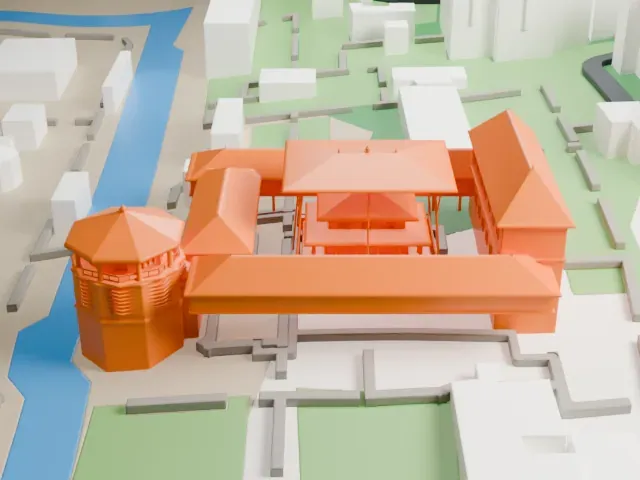 Temple of the Tooth model, South view