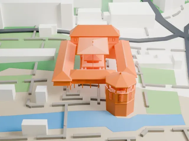 Temple of the Tooth model, West view