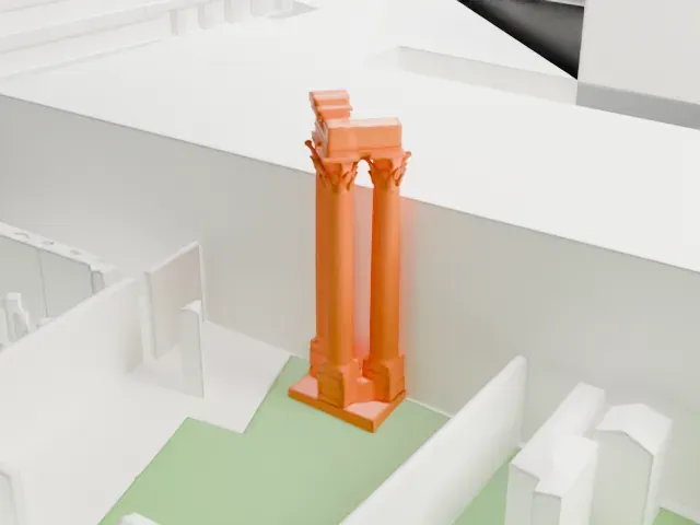 Temple of Vespasian and Titus model, East view