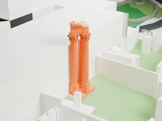 Temple of Vespasian and Titus model, South view