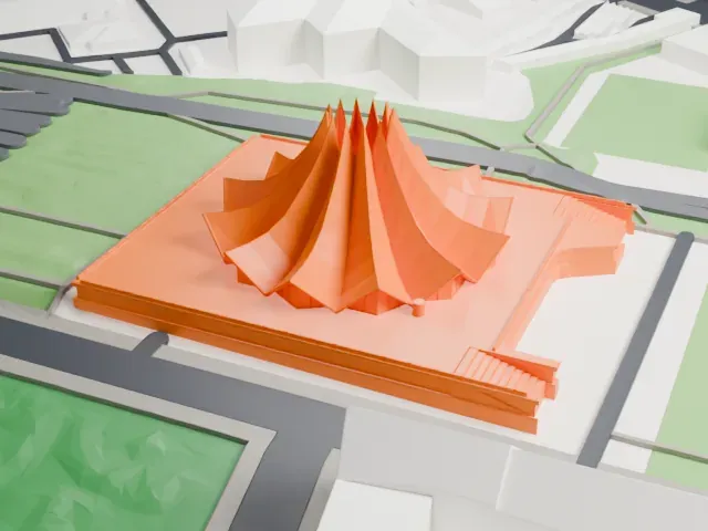Tempodrom model, East view
