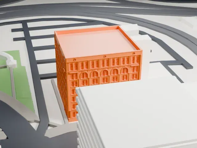 Texas School Book Depository model, East view