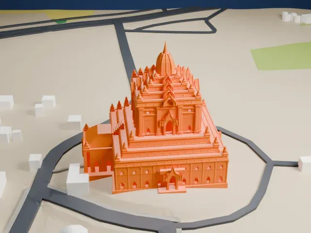 Thatbyinnyu Temple model, North view