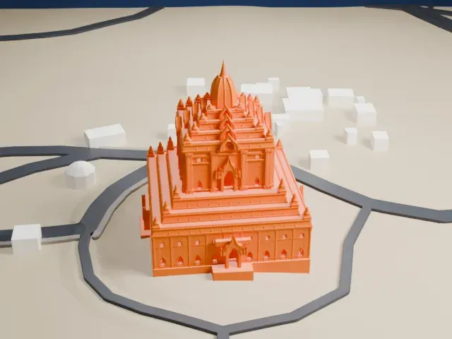 Thatbyinnyu Temple model, West view