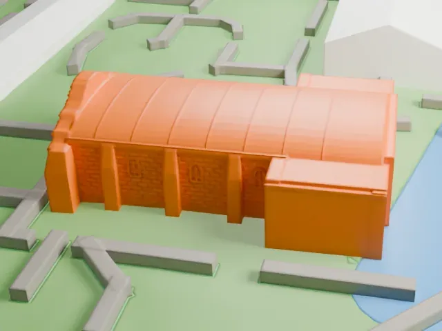 The Alamo model, South view