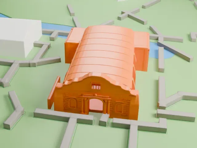 The Alamo model, West view
