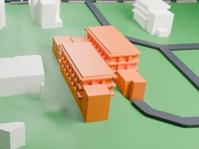 The Aldrich Contemporary Art Museum model, East view