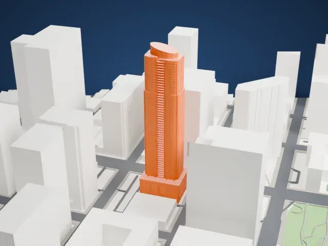 The Austonian model, West view