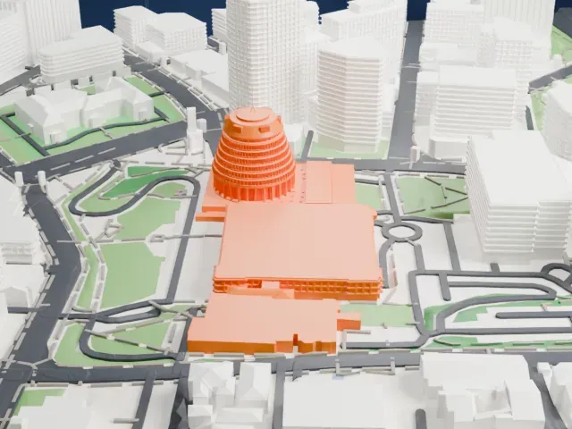 The Beehive model, North view