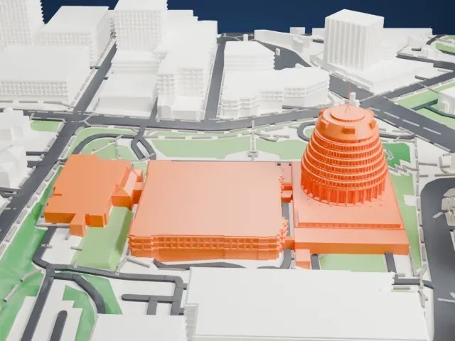 The Beehive model, West view