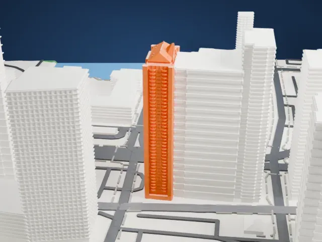 The BLVD Collection model, West view