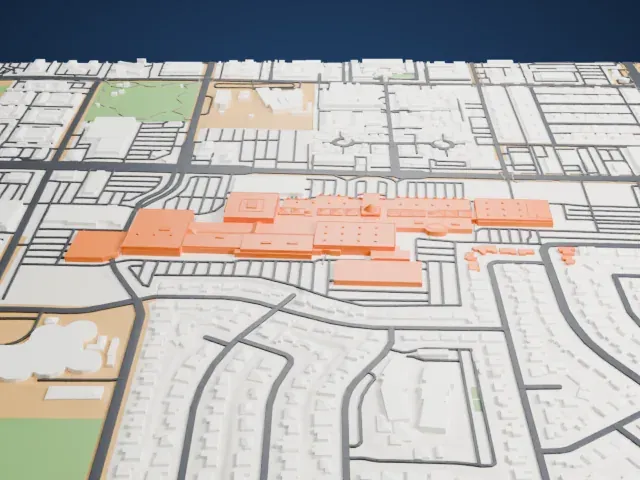 The Boulevard Mall model, East view