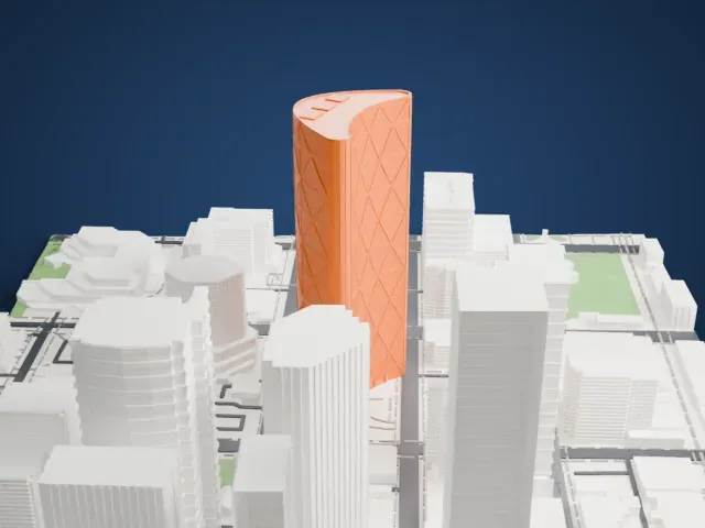The Bow model, West view