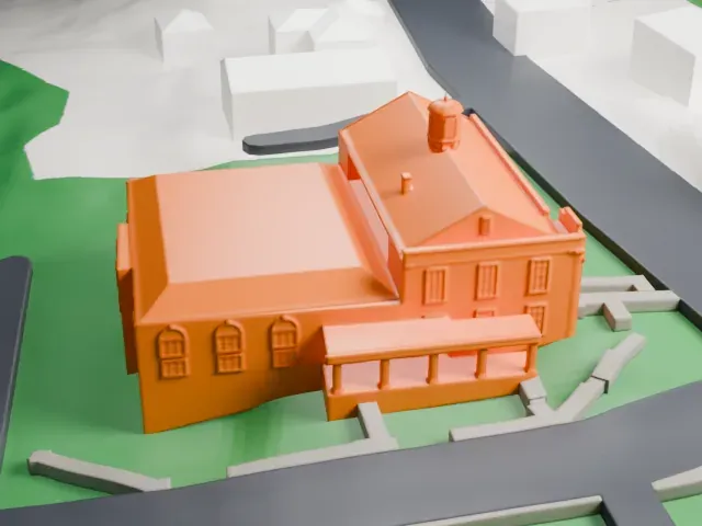 The Bryant Library model, South view