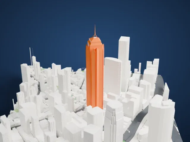 The Center model, East view