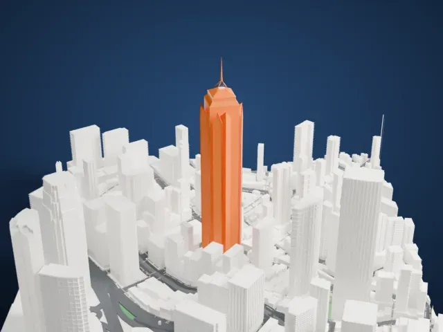 The Center model, North view