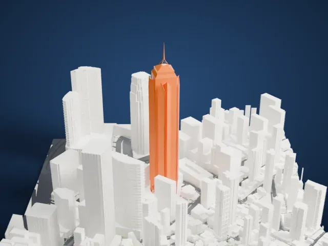 The Center model, West view