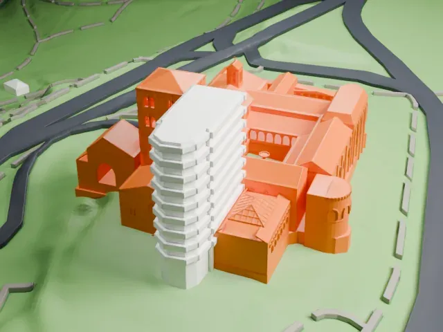 The Cloisters model, North view