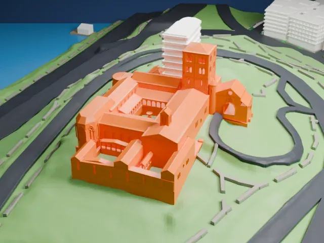 The Cloisters model, South view