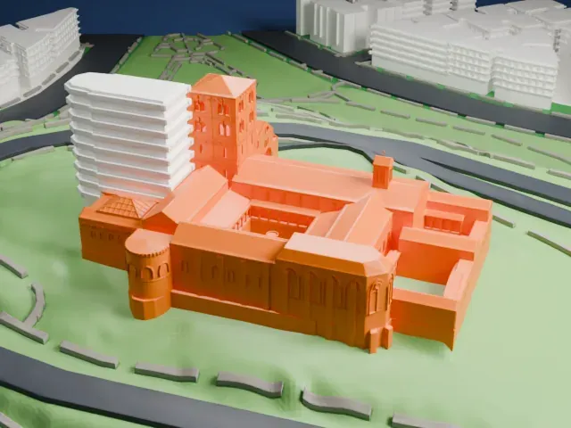 The Cloisters model, West view