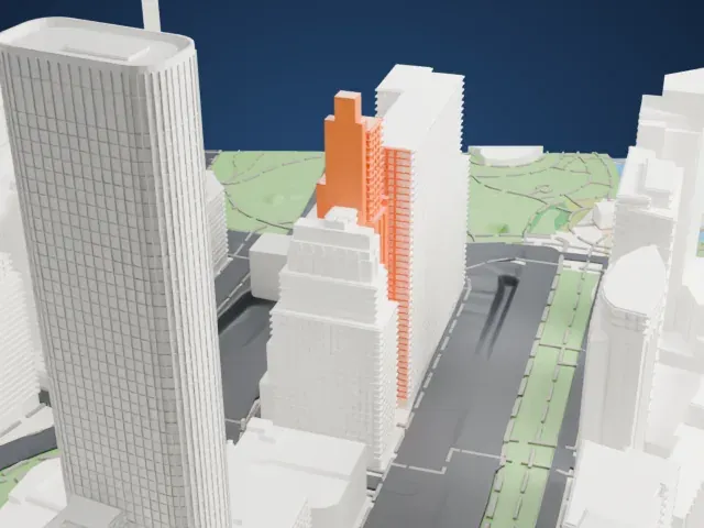 The Downtown Club model, North view