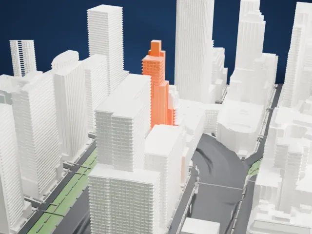 The Downtown Club model, South view