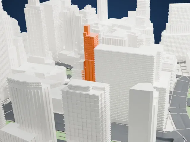 The Downtown Club model, West view