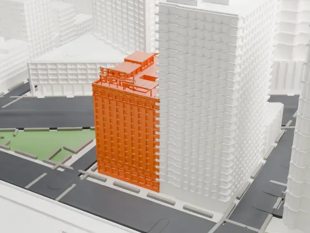 The Empire Hotel model, West view