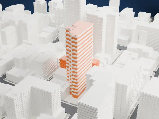 The Forum at 343 East 74th Street model, East view