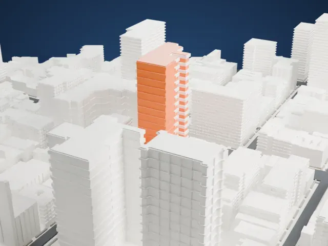 The Forum at 343 East 74th Street model, West view