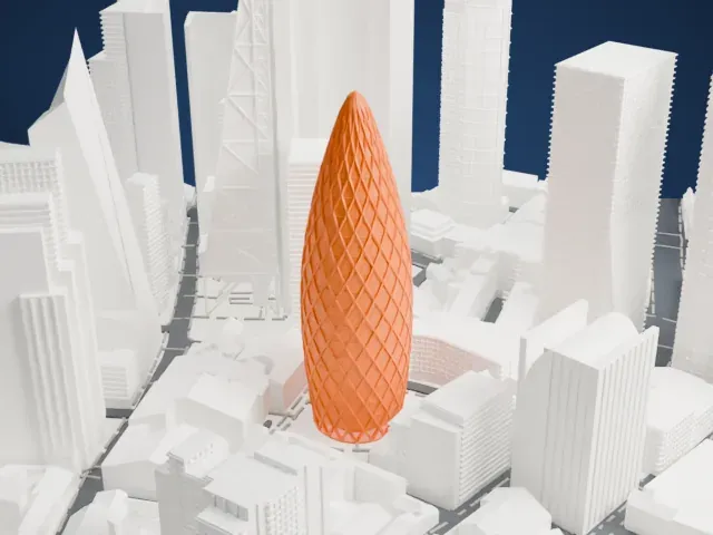 The Gherkin model, East view