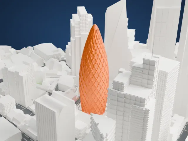The Gherkin model, North view