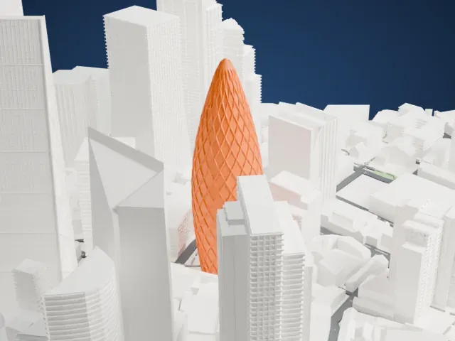 The Gherkin model, South view