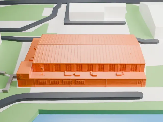 The Hangar Flight Museum model, East view