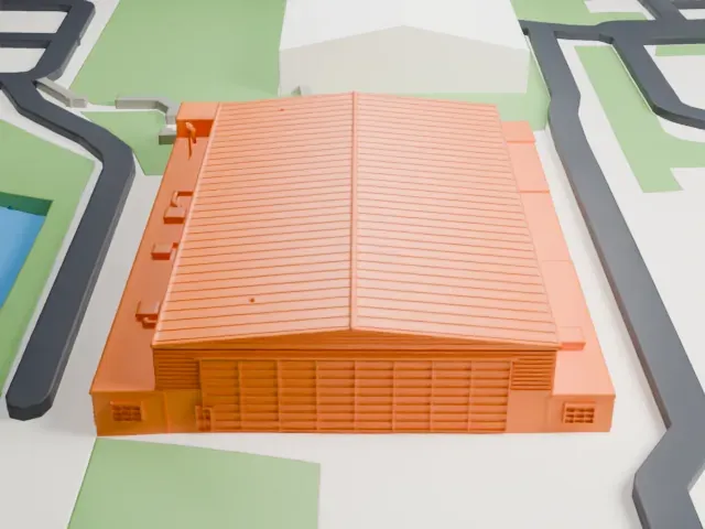 The Hangar Flight Museum model, North view