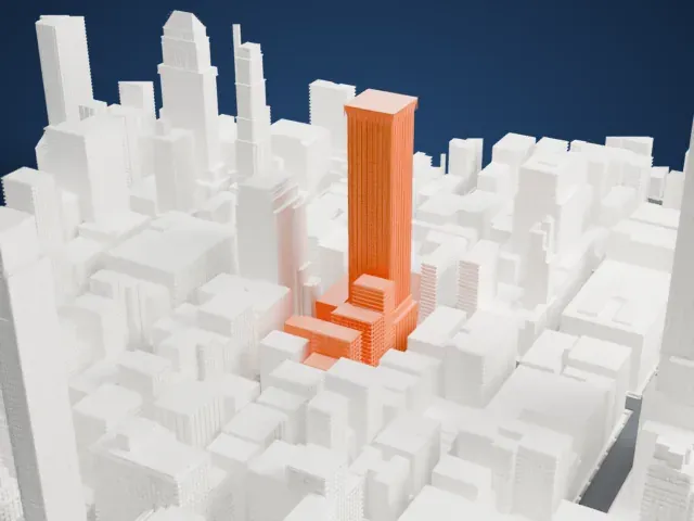 The Langham model, West view